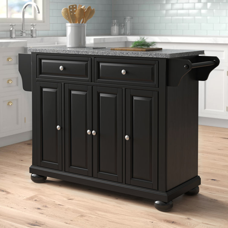 Three Posts™ Monty 51.5'' Wide Rolling Kitchen Island with Granite Top